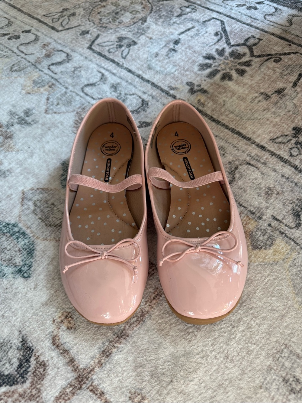 Wonder Nation Blush Pink Patent Mary Jane Flats with Bow